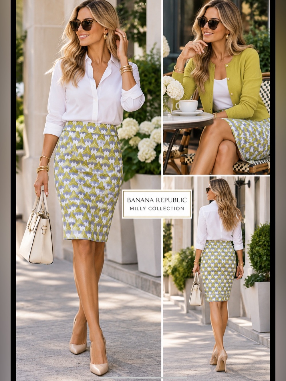Banana Republic Milly Collection Chili Powder‎ Green Print Mini Pencil Skirt 4